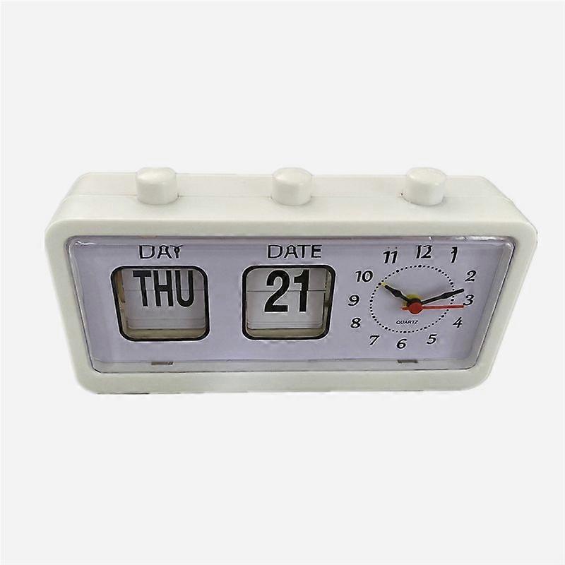 Mechanical Alarm Clock Novelty Flip Clock Desktop Digital Clock,White