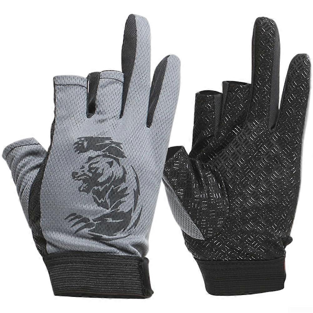 Quick Dry Three Finger Gloves Breathable Mesh Palm AntiSlip Grip Grey