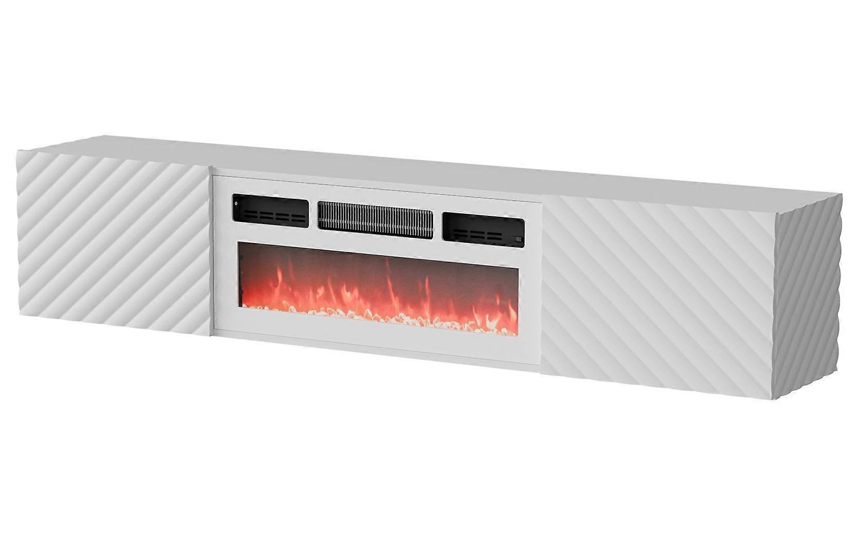 Cama Rtv Cabinet Lara 183x35x37 Λευκό Ματ + Λευκό Mantelpiece