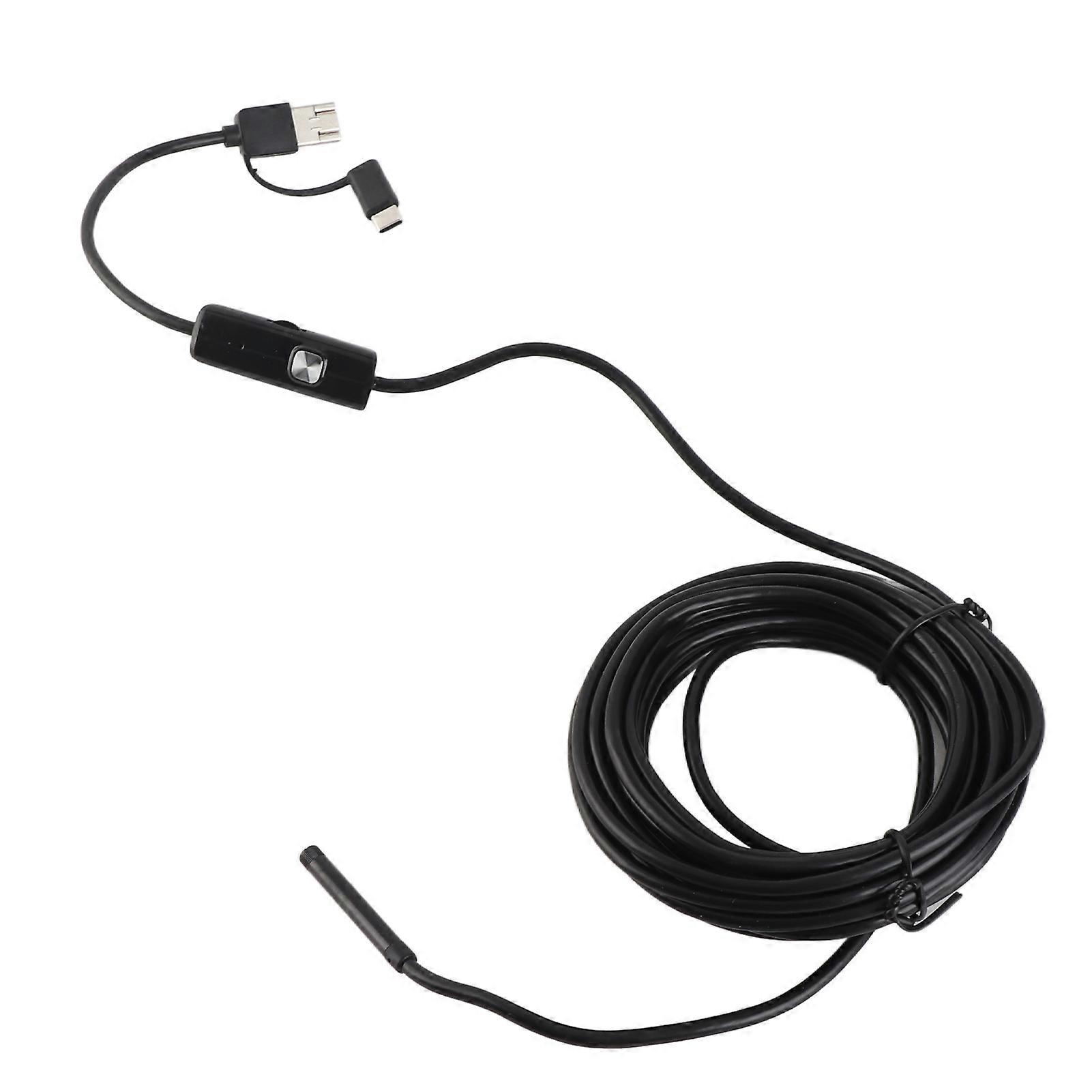 Endoscope Camera Mobile Phone PC USB Type C 3 In 1 for Android with LED Light for Automobile 5meter Hard Wire 5.5mm 