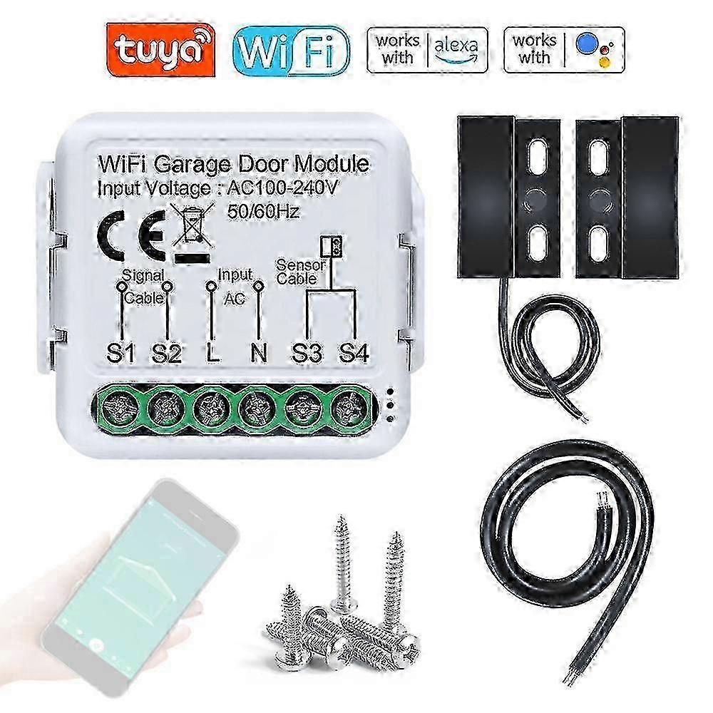 Tuya WiFi Garage Door Opener Controller Mobilephone Remotely APP Control Compatible with Alexa Googl