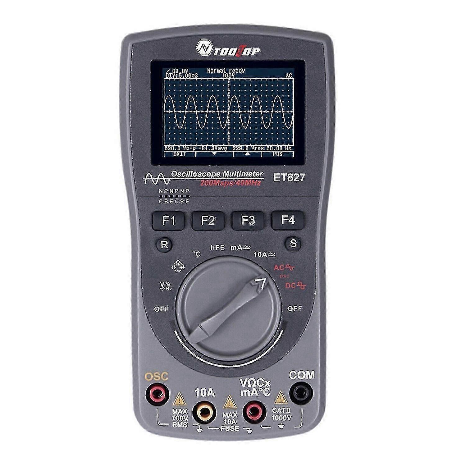 ET827 2in1 Upgraded 40MHz Digital Multimeter Oscilloscope Scopemeter AC DC Test FT