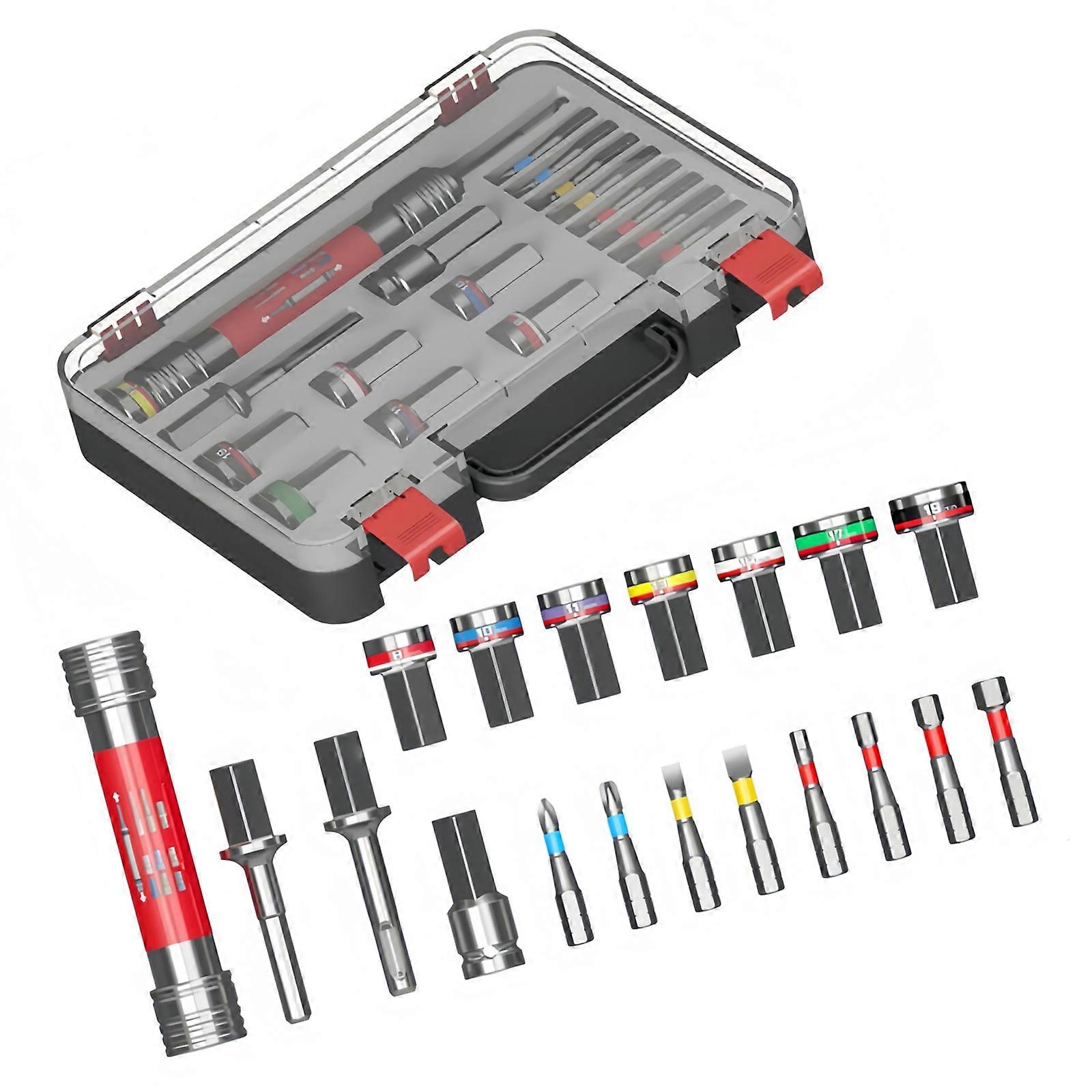 Mechanic's Tool Impact Socket Set With Case, Combination 8mm Socket Ratchet Wrench Mechanical Tool Multicolor