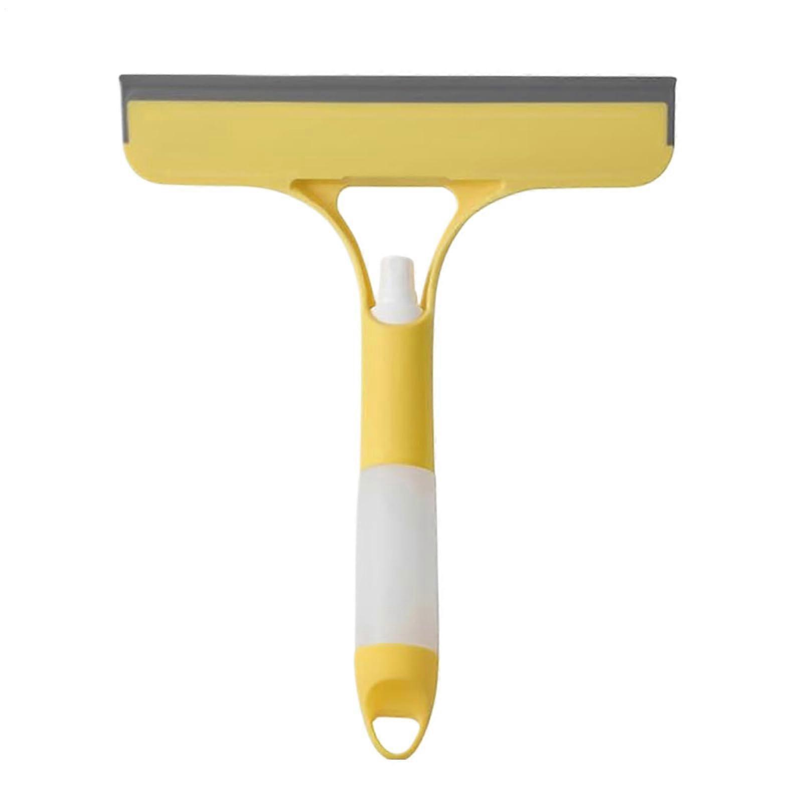 Squeegee for Window Cleaning Ergonomic Spray Handle Scrubber Scraper Yellow, MultiSurface for Glass And Mirrors