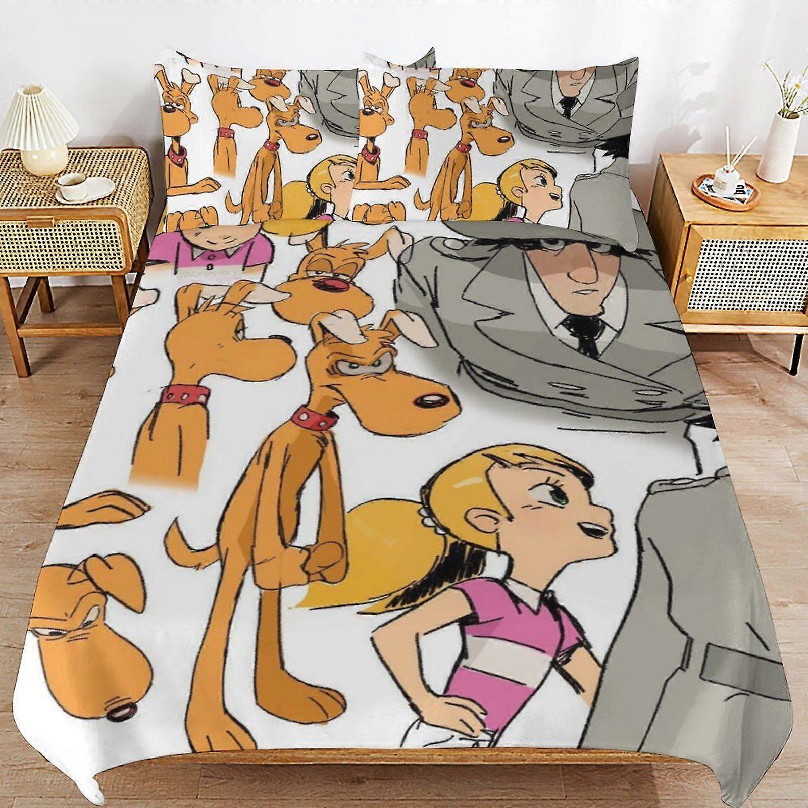 e254 Inspector Gadget Quality Weave Breathable Surface Soft Finish Durable Zipper Duvet Cover Sets for Comfort Sleep a254