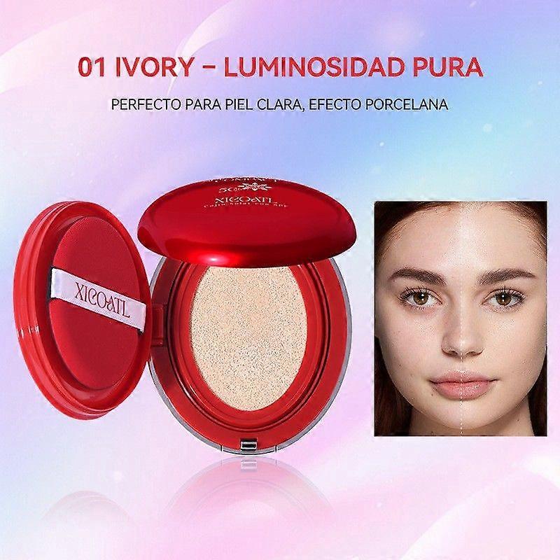SPF Cushion Compact BB Cream - Lightweight Waterproof Full Coverage Foundation, Long-Lasting Smudge-Proof Makeup with Puff
