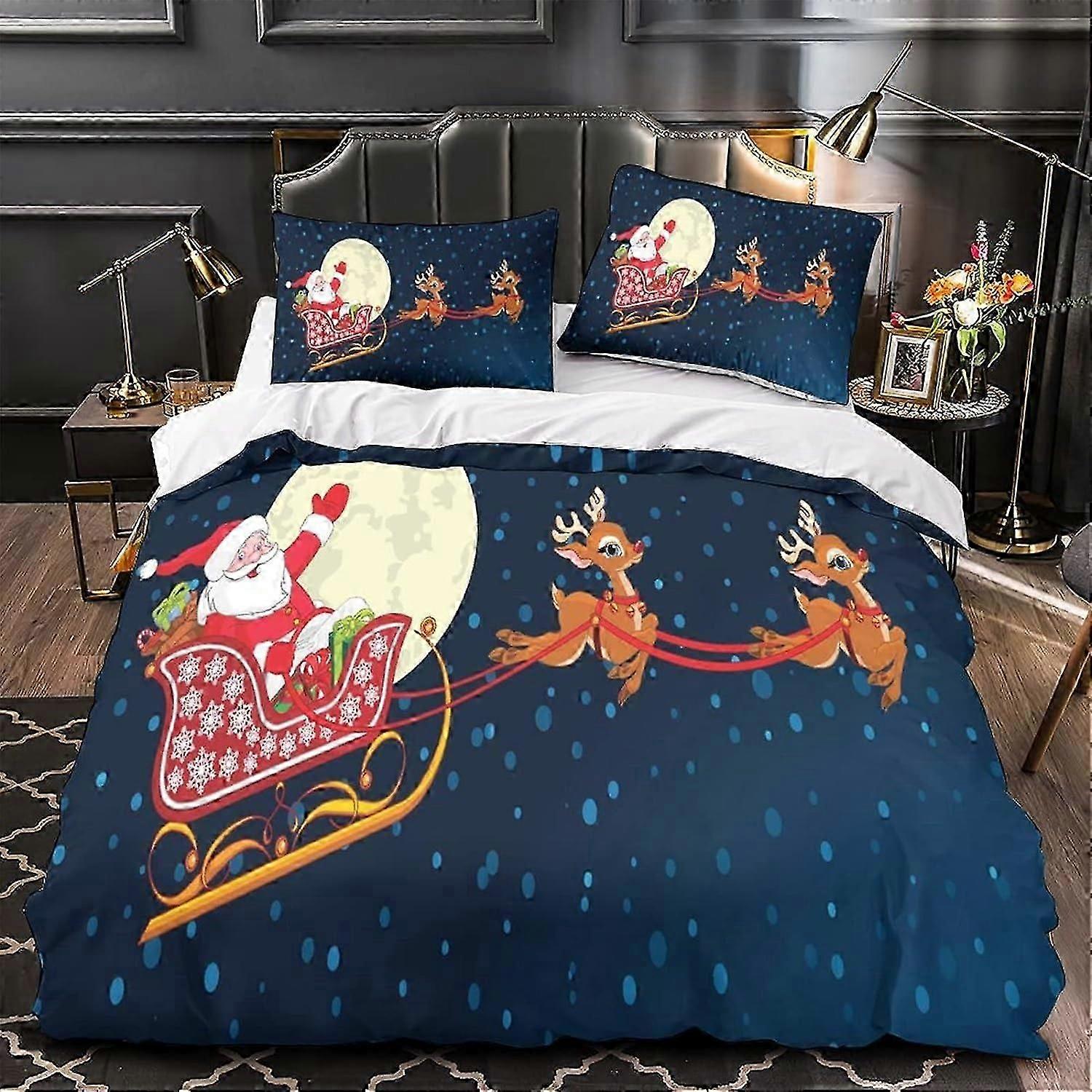 مجموعة غطاء لحاف عيد الميلاد المطبوعة غطاء لحاف مجموعة هدية عيد الميلاد D قطع لحاف غطاء سحاب إغلاق للمراهقين و