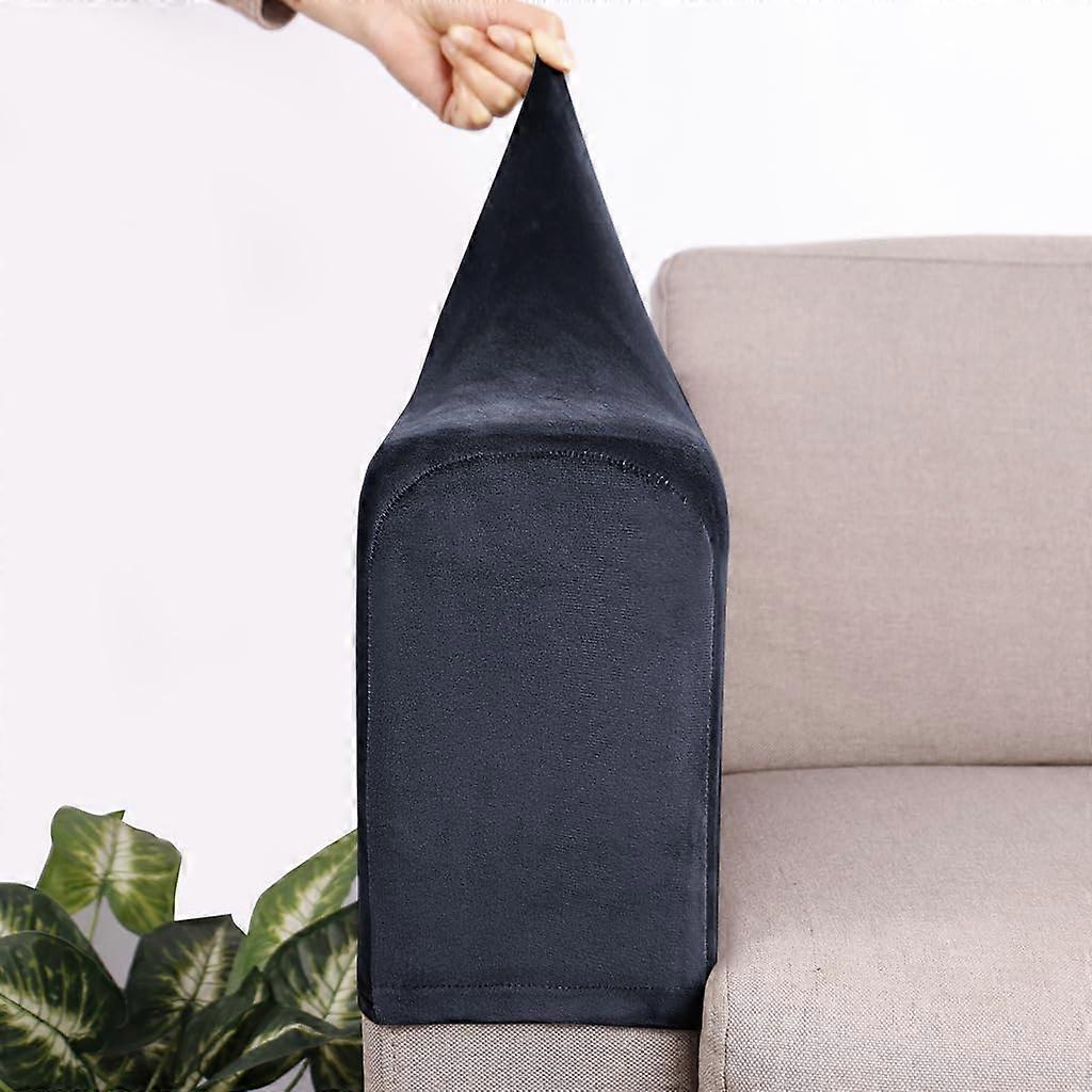 Armrest Covers Stretchy Velvet 2 Pcs Chair And Couch Arm Protector Sofa Cover Dark Blue