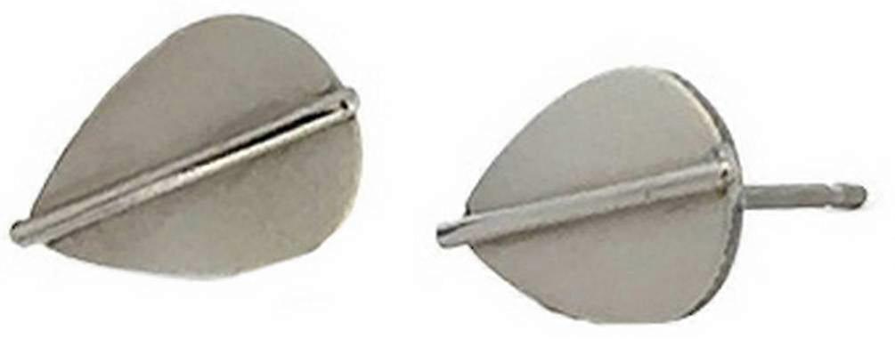 Ti2 Titanium Jungle Leaf Stud Earrings - Natural Silver