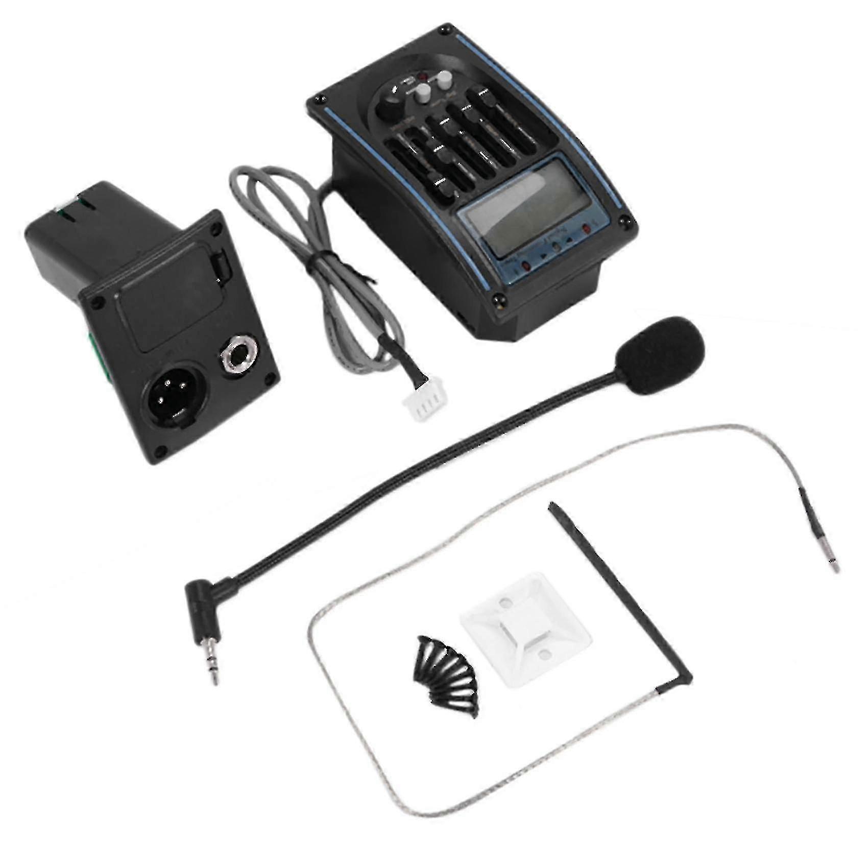 Preamplificatore EQ per Pickup per Chitarra Acustica a 5 Bande con Accordatore LCD, Equalizzatore e Microfono - LC-5