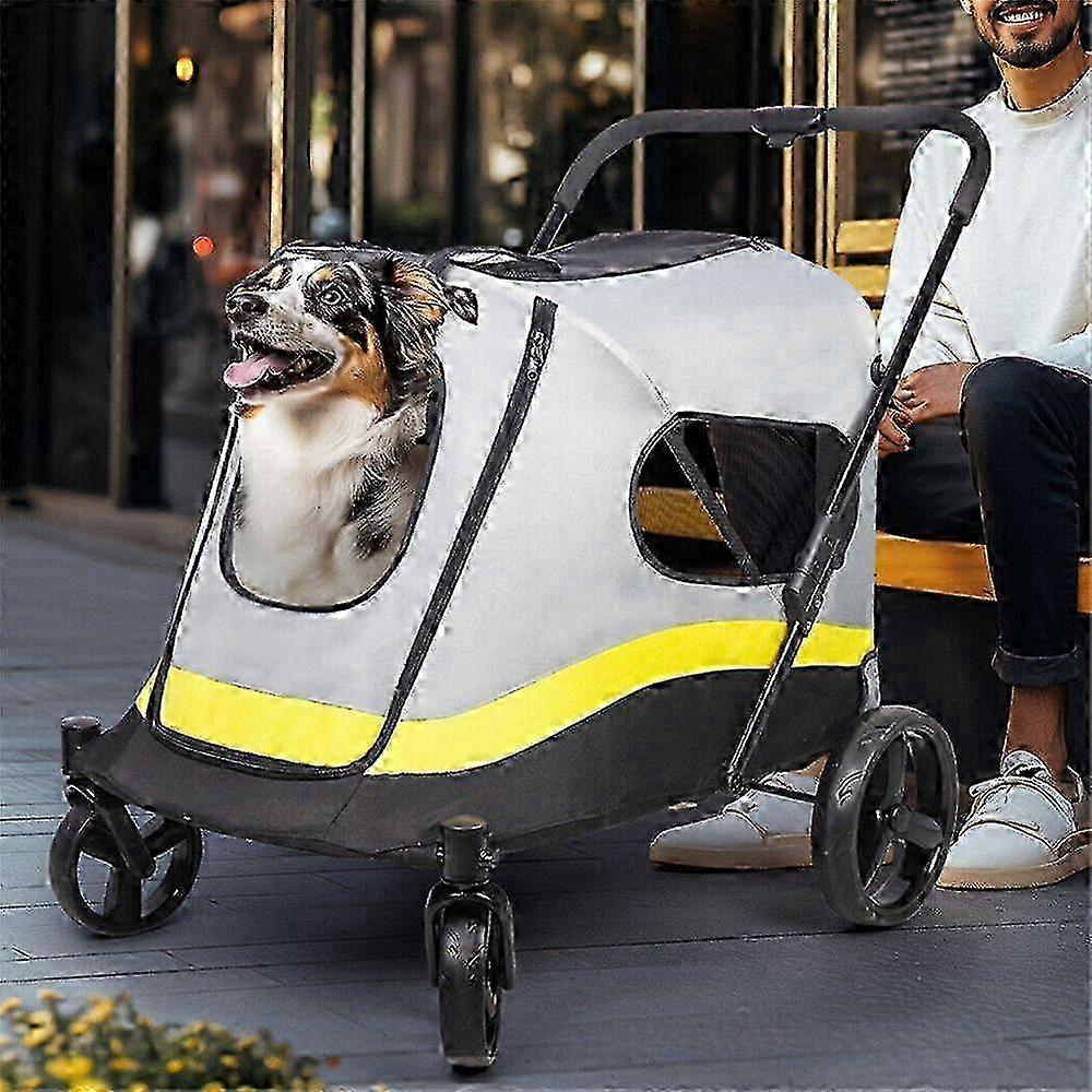 Pet Stroller 4 Wheels Dog Stroller Rotate with Brakes, 50 lbs Weight Capacity, Puppy Stroller