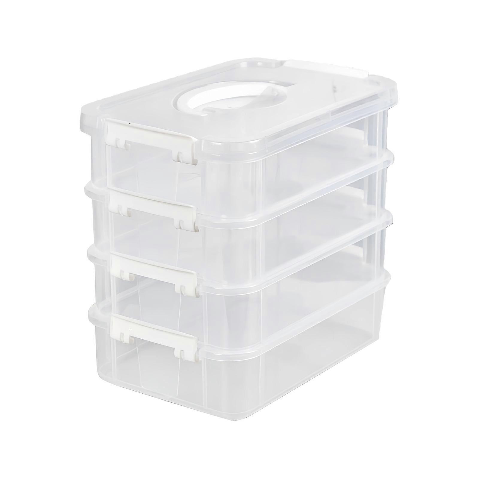 Slide Out Drawer Organizers Box For Toy Brick Craft Beads PP Container Stackable Designs Home Office Storage Solution  White four layers