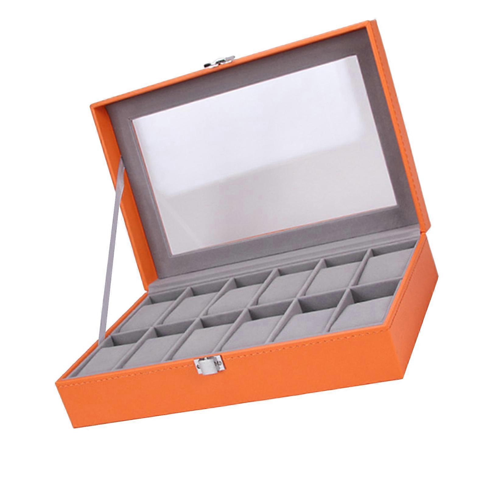 Modern Timepiece Watch Jewelry Storage Container Case Transparent Front Panel Multifunctional Home Use Clear View Window Multicolor