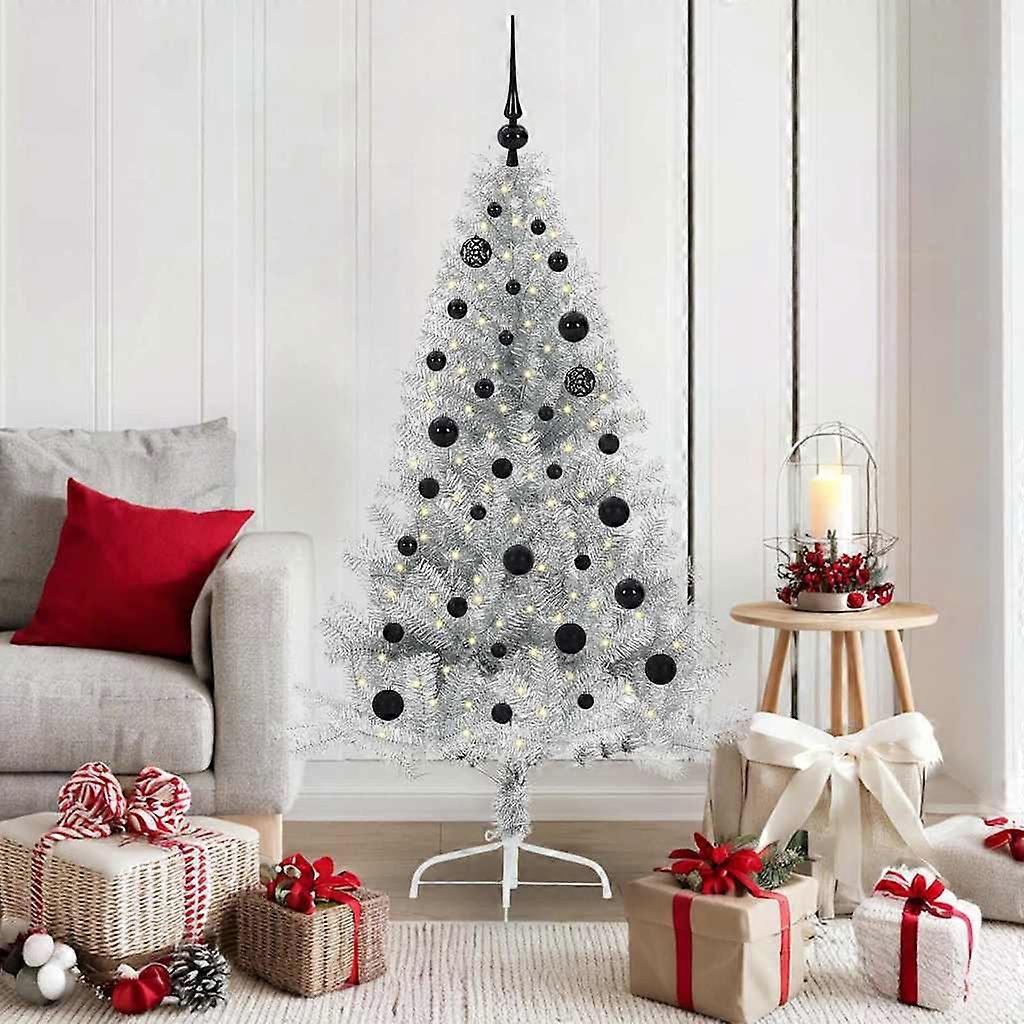 Artificial pre-lit Christmas tree, silver, 150 cm