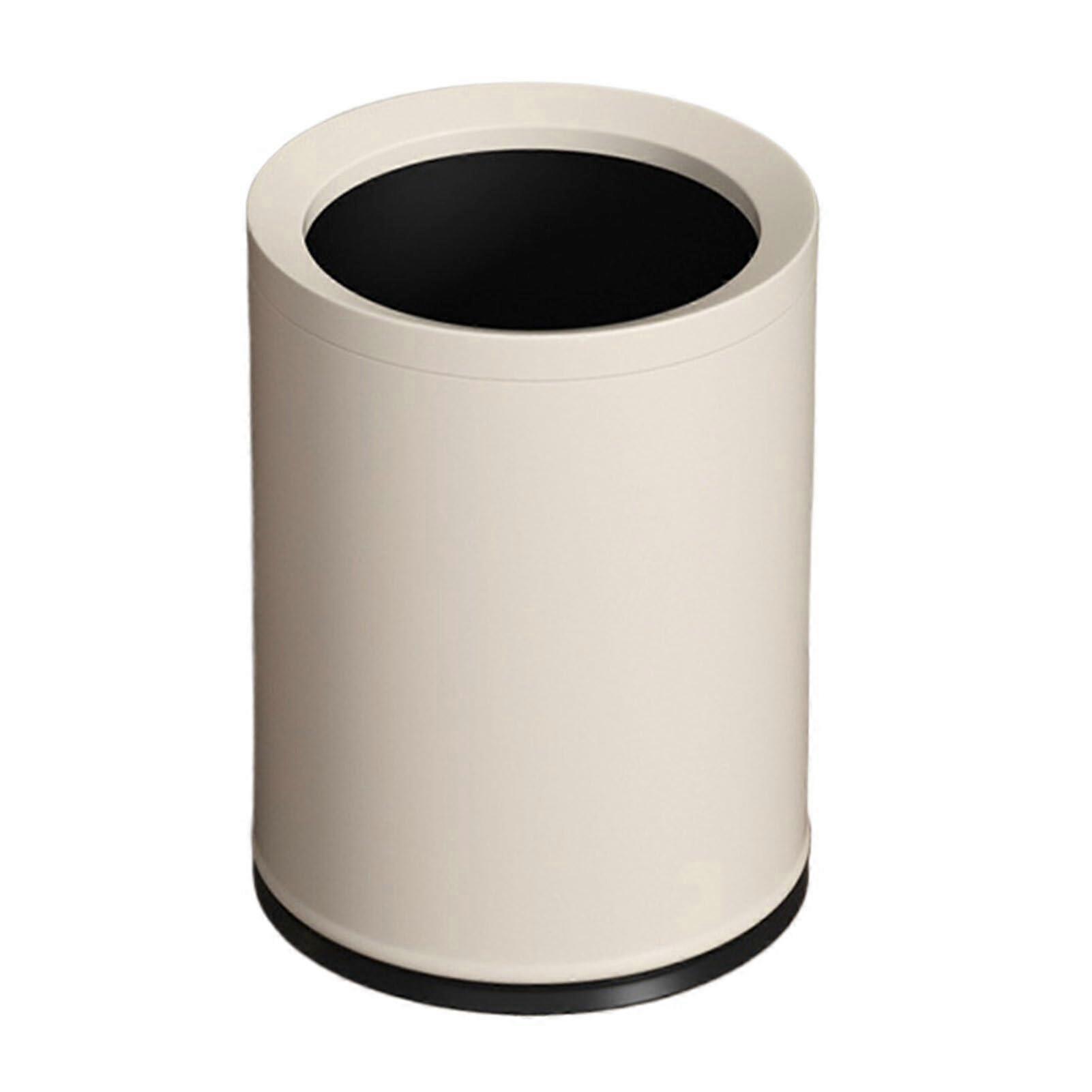 Kitchen Trash Can with Inner Bucket and Storage Holes, 9L Matte Black ABS Bin for Waste Disposal