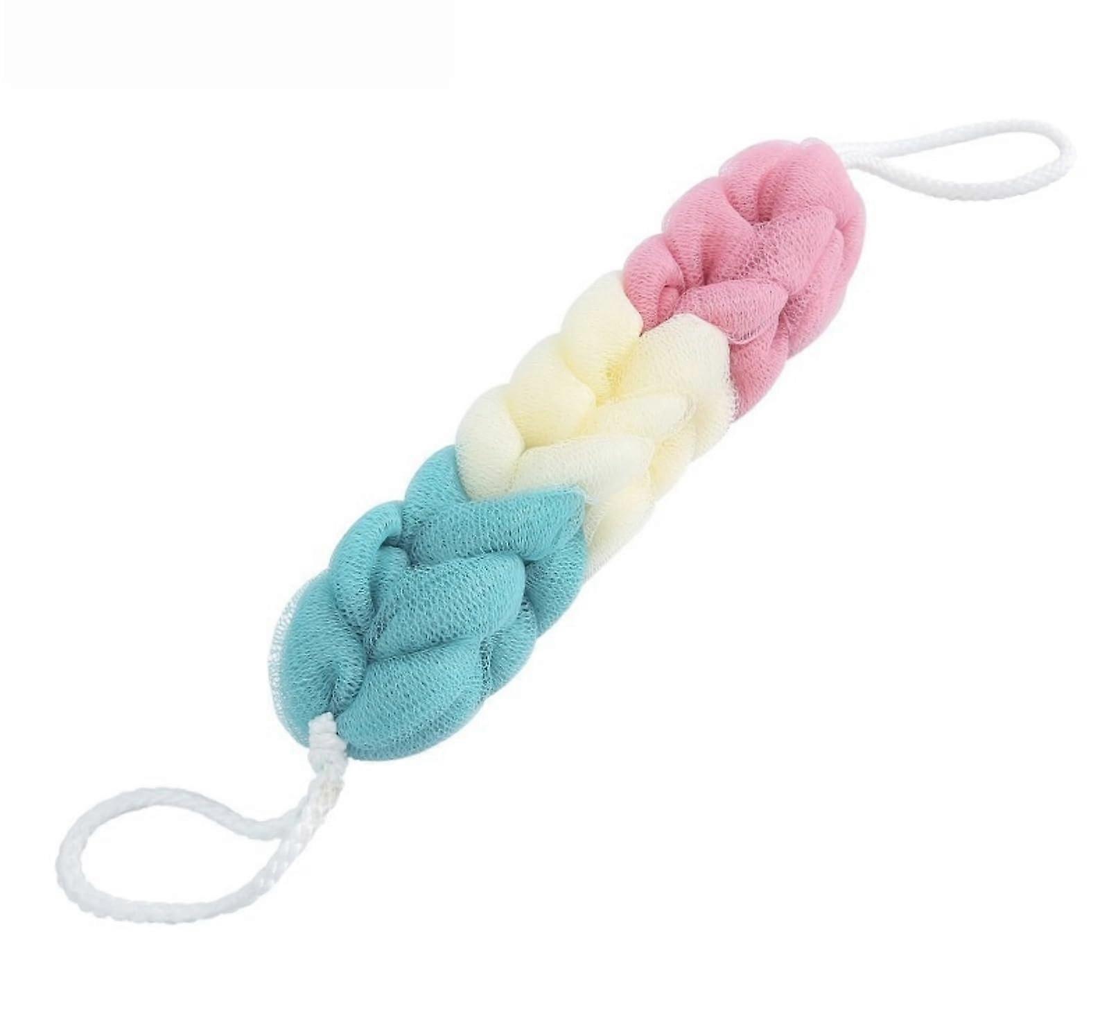 Bath Ball and Towel Set with Bath Flower for Shower Spa Use, 3 Colors Pink Beige Cyan