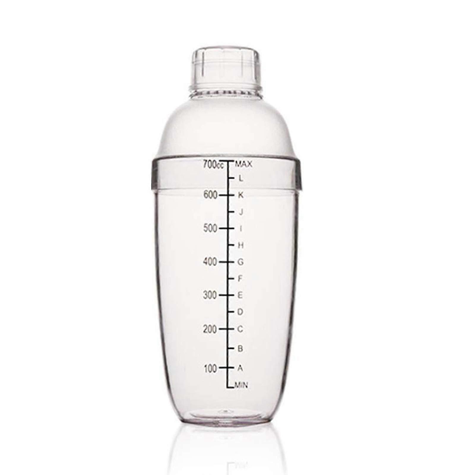 Plastic Cocktail Shaker Cup with Measurement Scales for Drink Mixing, Transparent Bar Tool 700ml