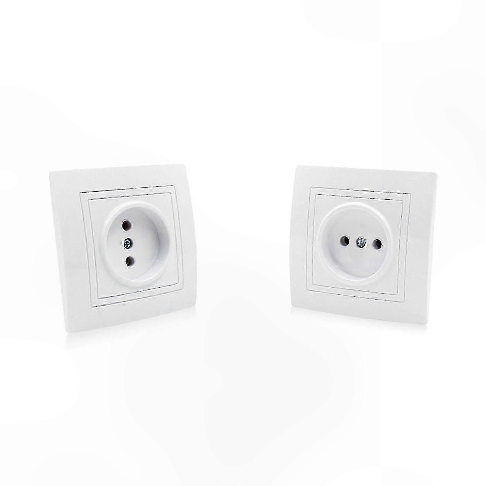 White Wall Panel Socket with Round Hole Design, 250V/16A Electrical Outlet
