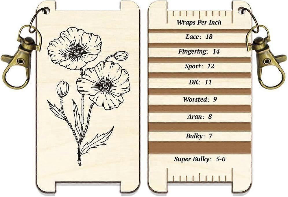 Flower Spinning Control Tool Decorative Yarn WPI Guide Gauge with Clasp Wood Wrap Guide Board with Diz for Spinners Yarn Measuring Tools Crochet Acces