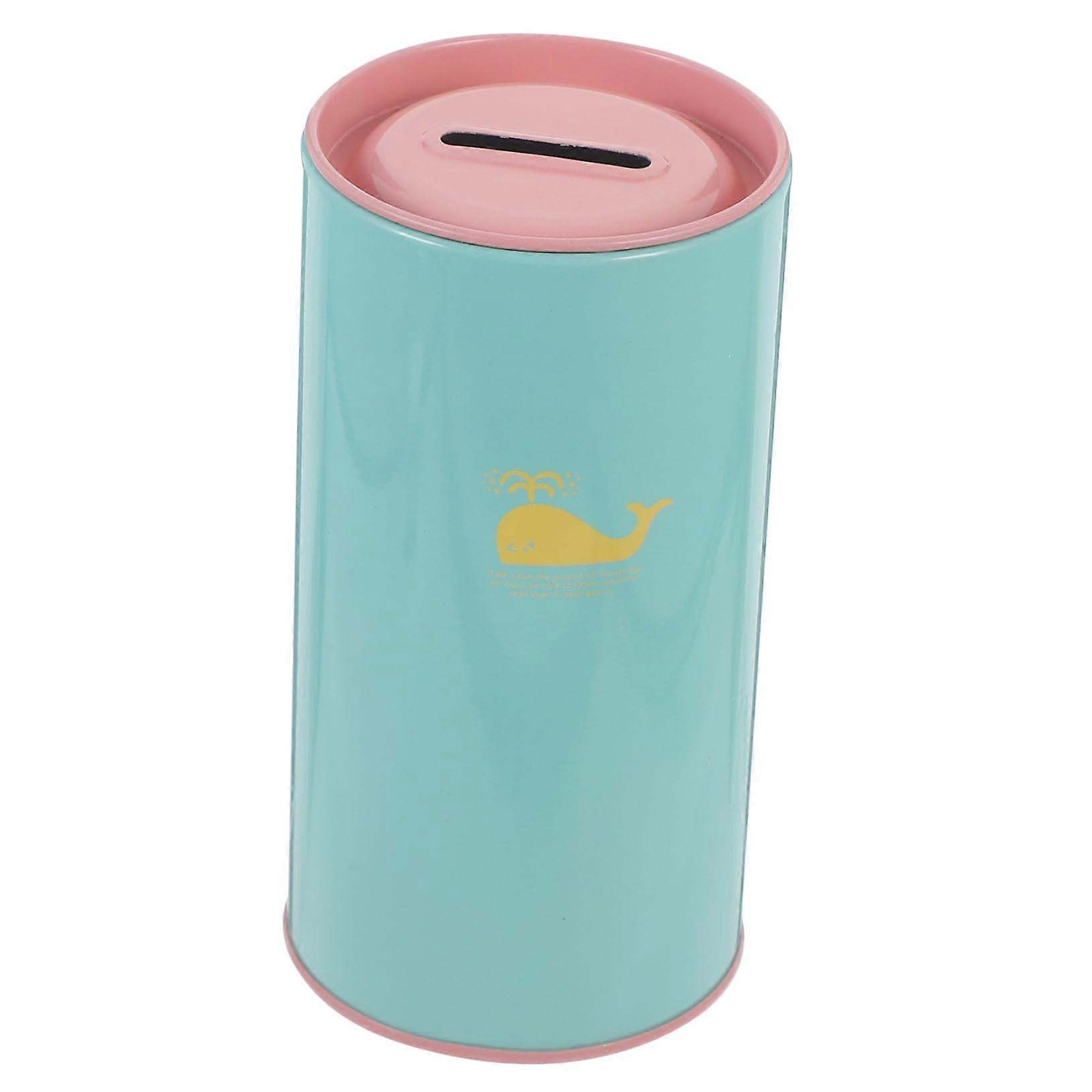 Cartoon Piggy Bank Iron Coin Storage Box with Lid for Saving Money and Home Desk Decoration