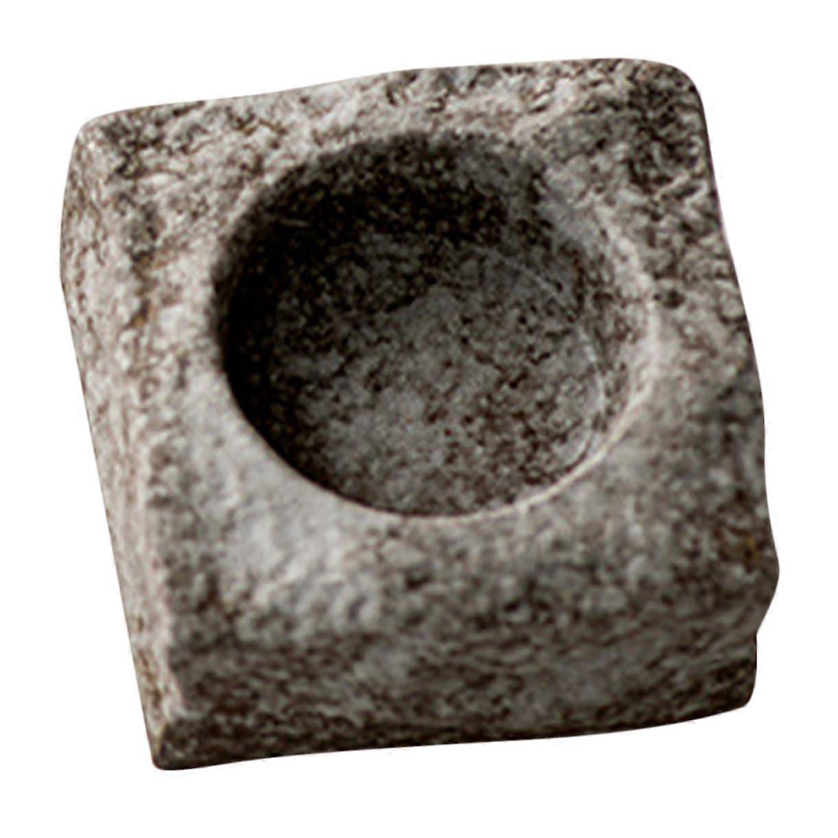 Marble Ceramic Candle Holder Tall Grey Stone Pattern Candlestick for Dining Table Decor 6.5x4.5x3cm