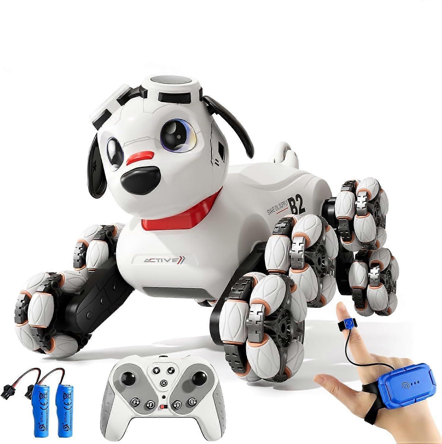 Remote Control Robot Dog Toy, Robot Pet Dog, Gesture Sensing Rc Stunt Car with Light and Music