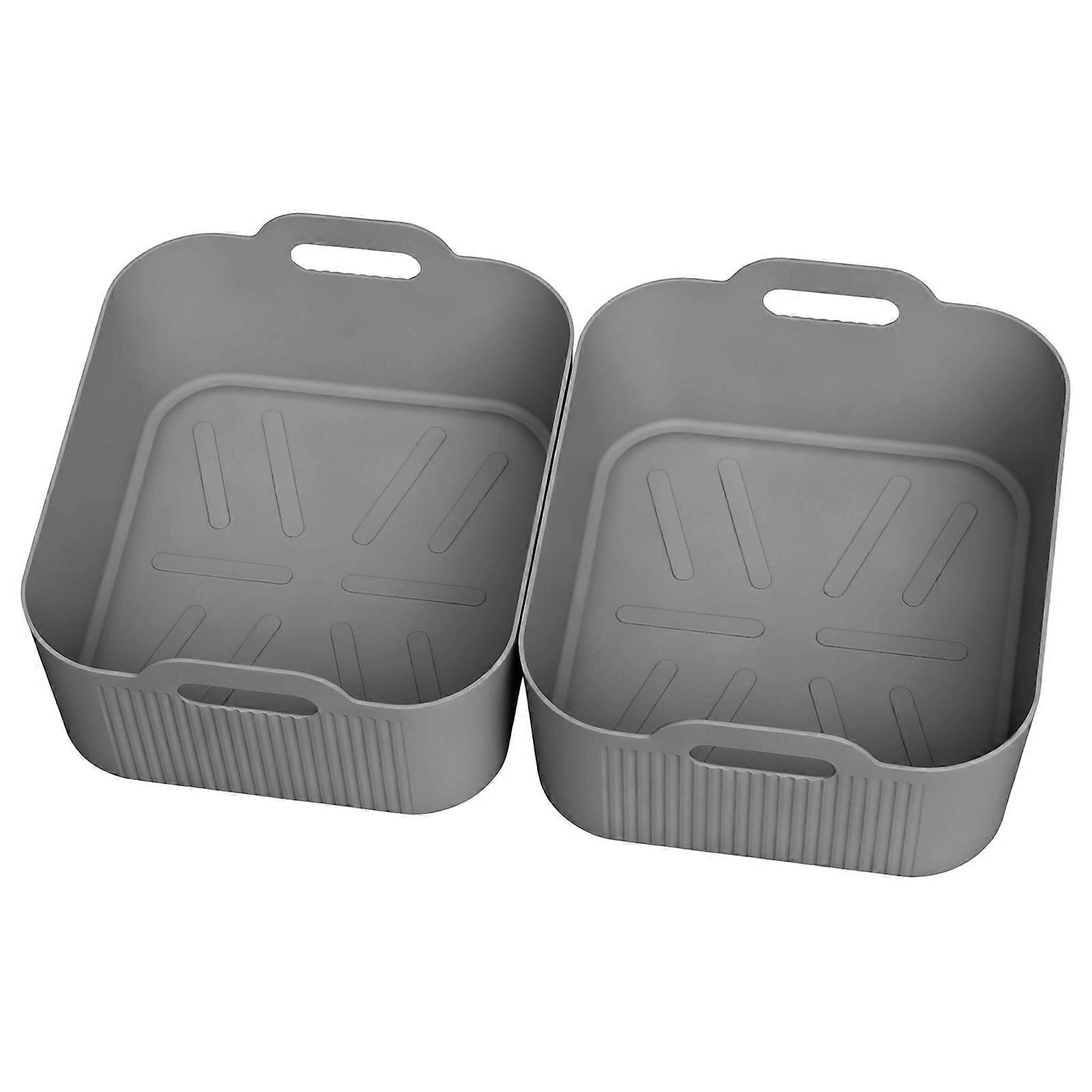 Oil Drop Extent for 5L & 10L Air Fryers Not Toxic Elastomer Substance Double Size Plan Heat Proof Structure Simple Basket Tray  Gray