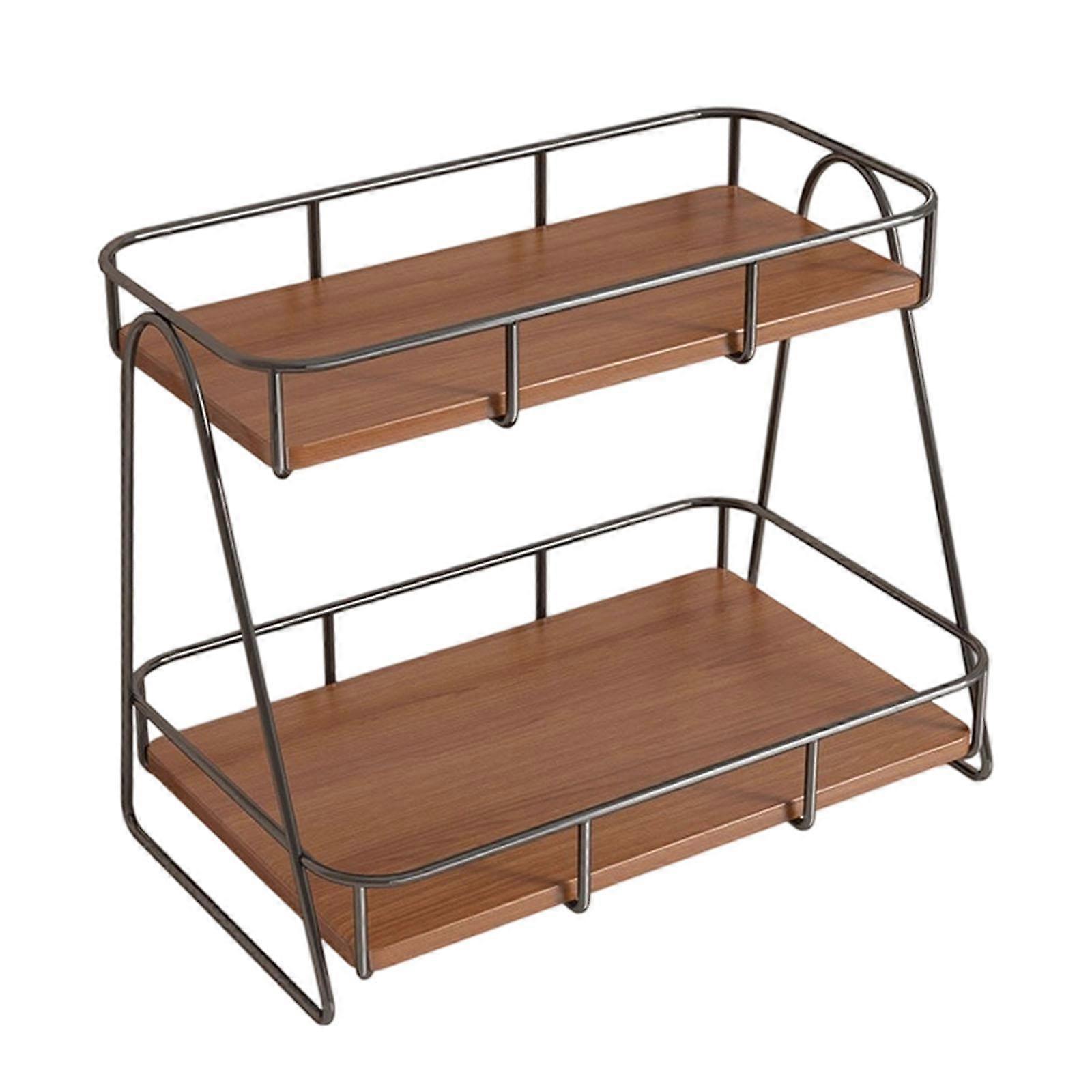 Makeup Organizer Storage Rack Vintage 2 Tier Cup Riser Stand Display Shelf for