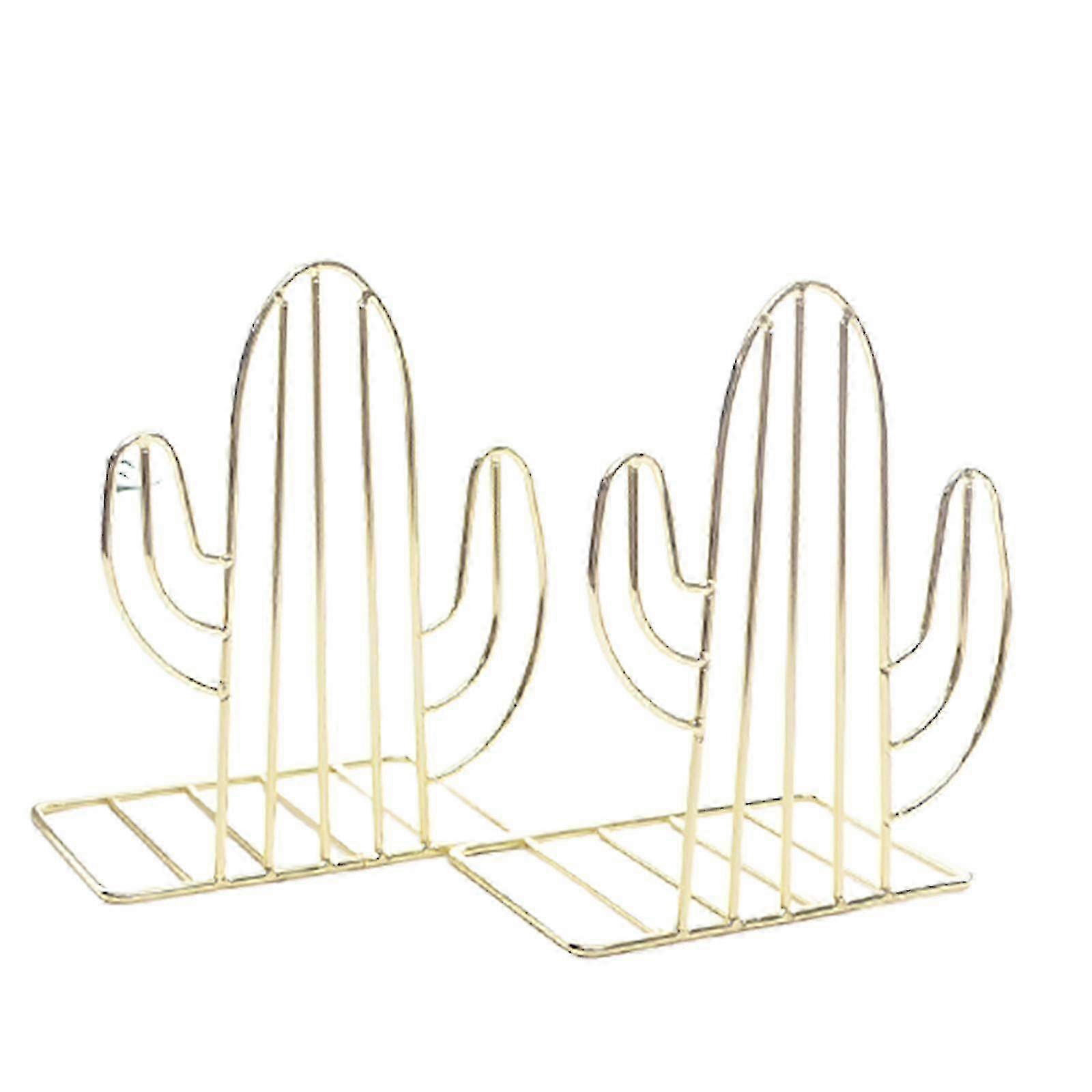 2 Pieces Cactus Metal Bookends Bookshelf Stand Desk Storage Box Storage p