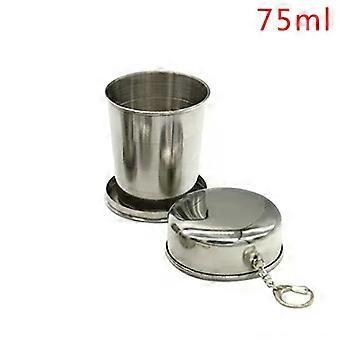 Tazza pieghevole in acciaio inossidabile da 75 ml/150 ml/250 ml, portatile, da viaggio, campeggio, telescopica, con portachiavi, per acqua e caffè.