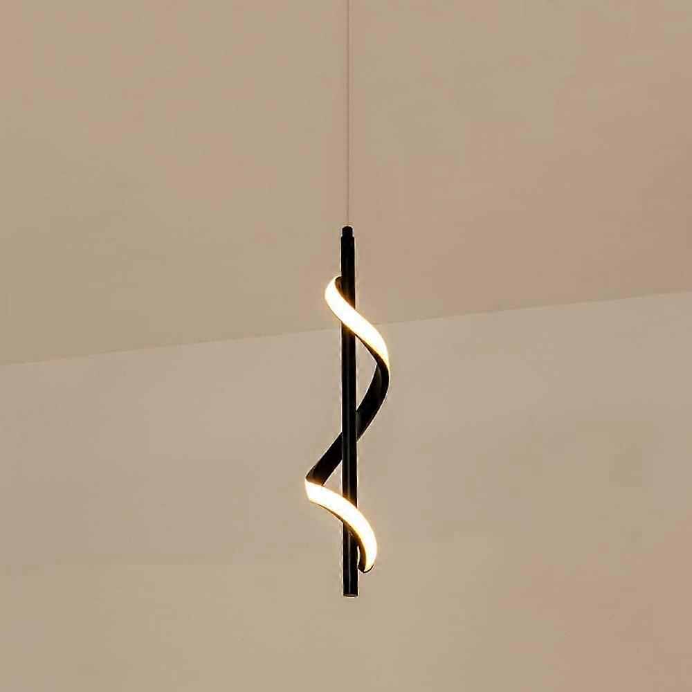 LED Pendant Light Modern Spiral Chandelier Black Adjustable Height 3 Color Energy Saving Fixture