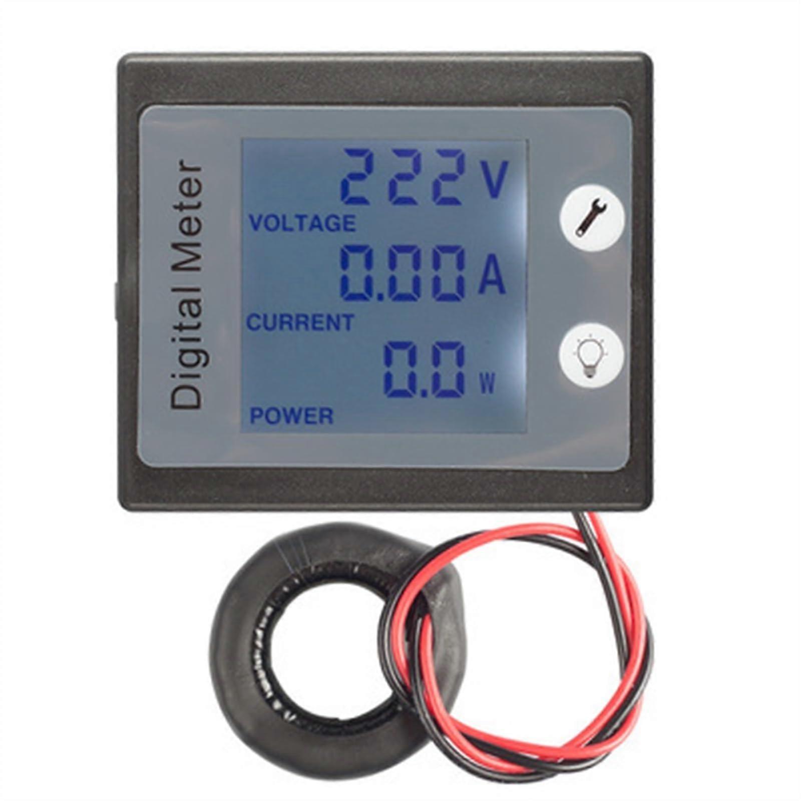 AC 80260V Digital Ammeter 100A LCD Power Meter for Voltage and Watt Measurement Panel Mount