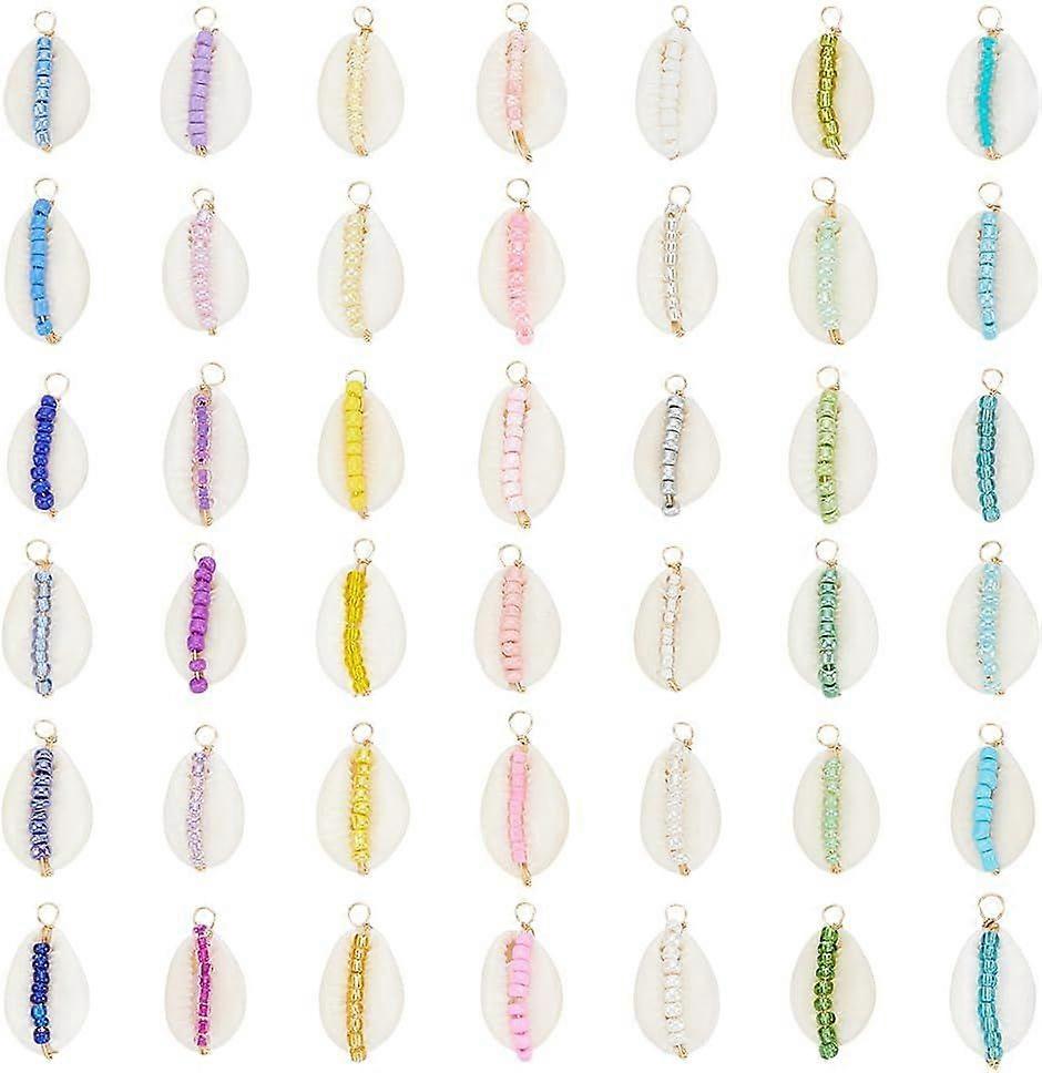 Shell Pendants Charm Sea Shell Dangle Pendant with Pearl Beach Seashells Cowrie Shell Charms for Jewelry Making