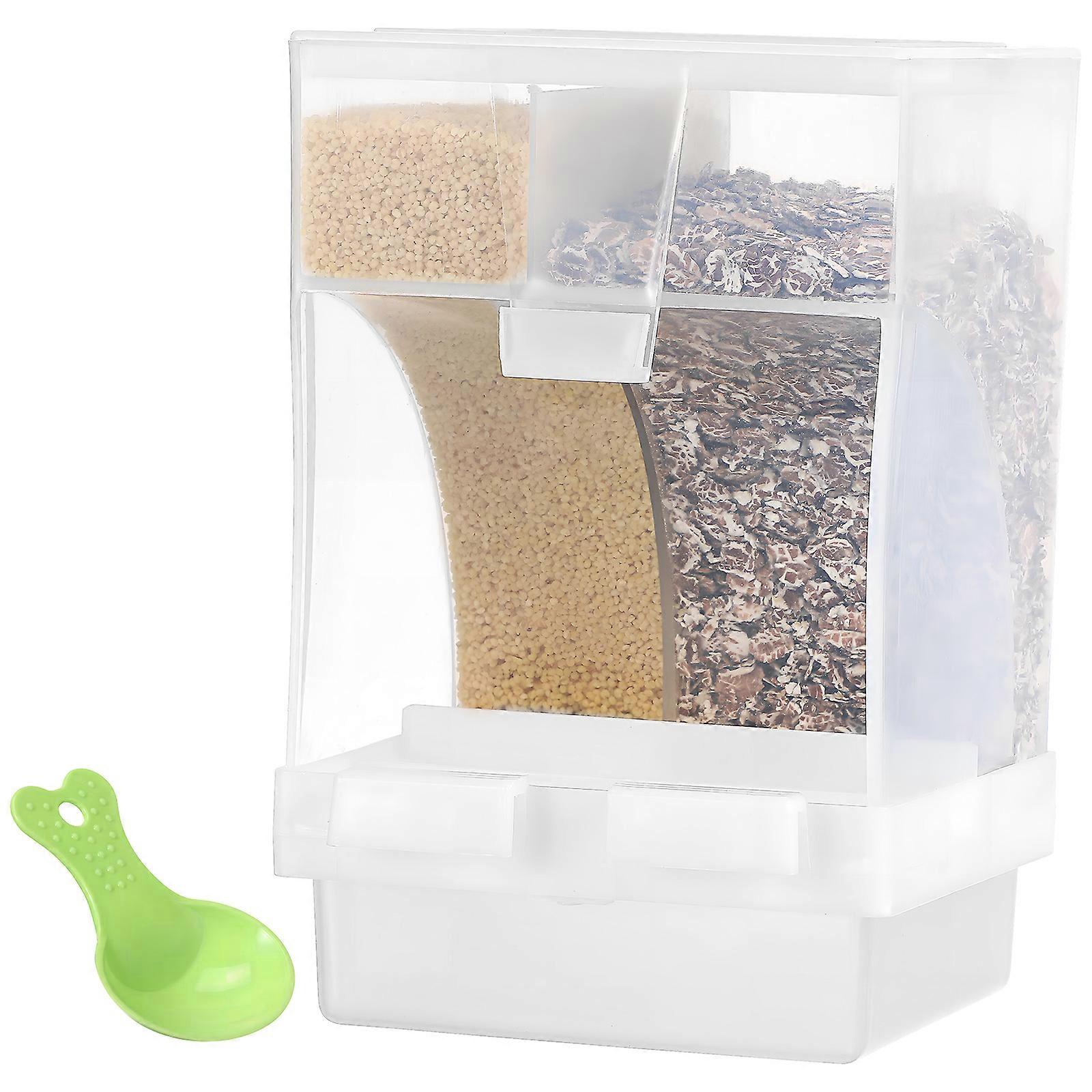 Parakeet Food Holder Automatic Bird Feeder Plastic with Spoon 3Sets