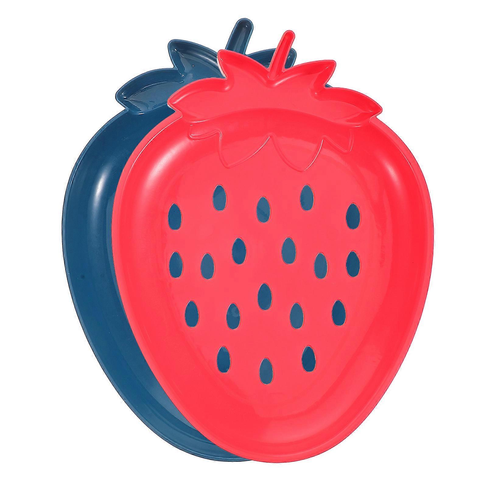 Fruit Colander Double Layer Draining Basket Red For Kitchen Use 27.50X20.50X3.50CM Draining 1Set