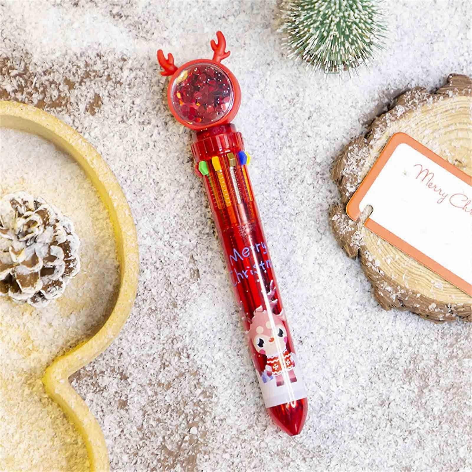 10 Color Christmas Ballpoint Pen Set, Multifunction Marker 10-in-1, 2ml, compatible with Christmas Gift Ideas