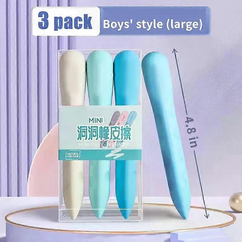 3PCS/Box Hole Eraser for Primary School Students No Dregs No Crumbs Clean Eraser Pen Image Skin Oversize Art Pose
