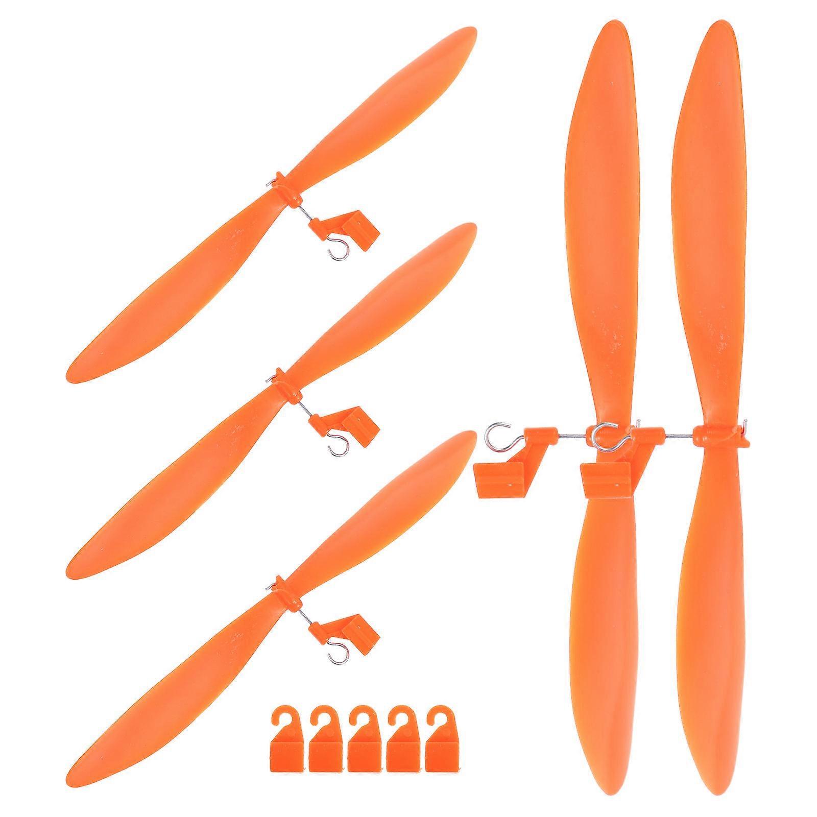 Educational Aircraft Model Large Propeller 5Sets Plastic for DIY Projects Orange