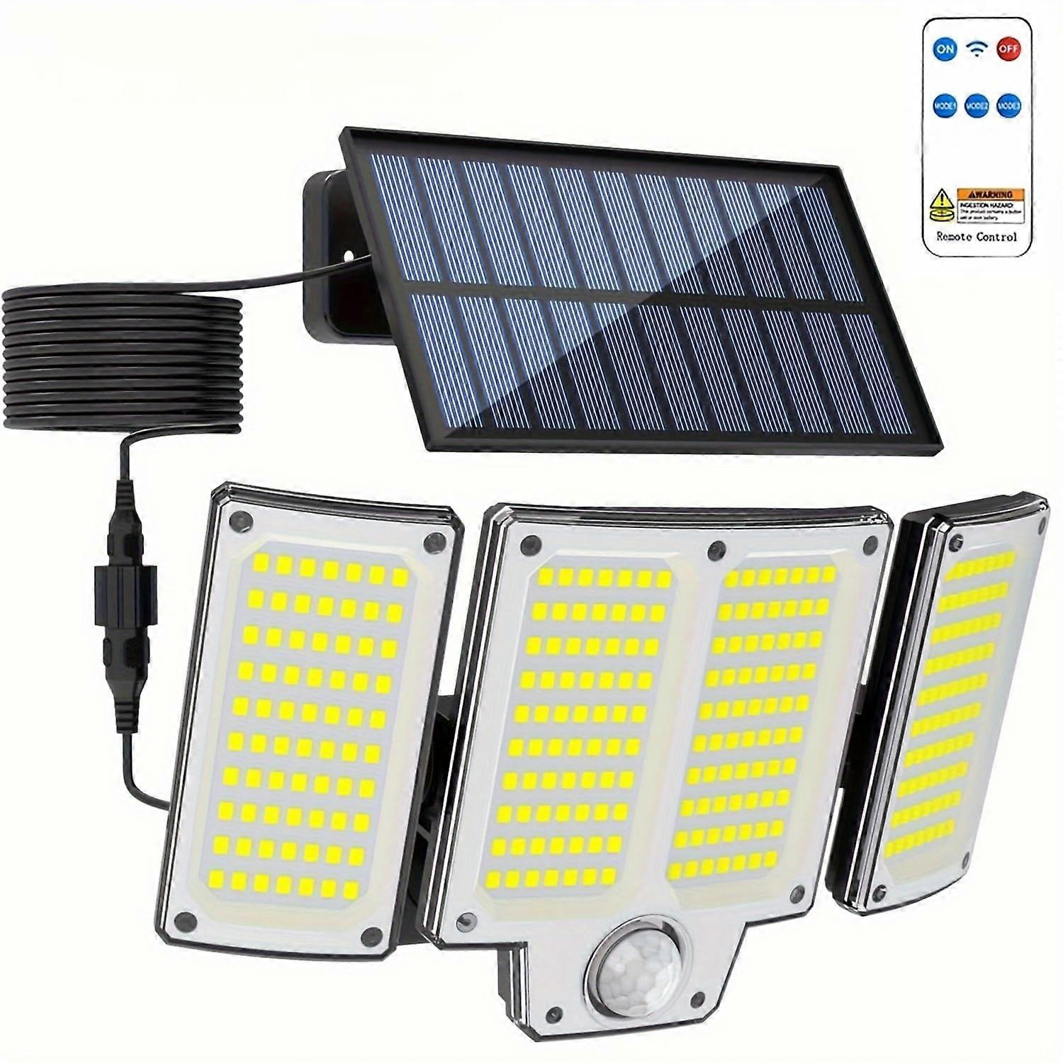 Solar Outdoor Lights 2500LM Ultra Bright 270° Wide Angle IP65 Waterproof Motion Sensor Security Light with Remote Control for Garden