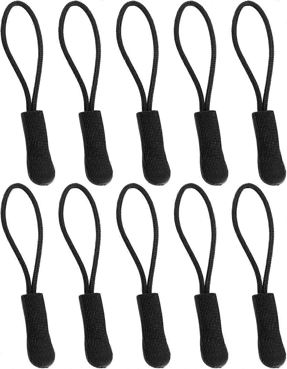 10Pcs Replacement Zipper Pulls Black Zipper Pull Cord Extender for Backpacks,