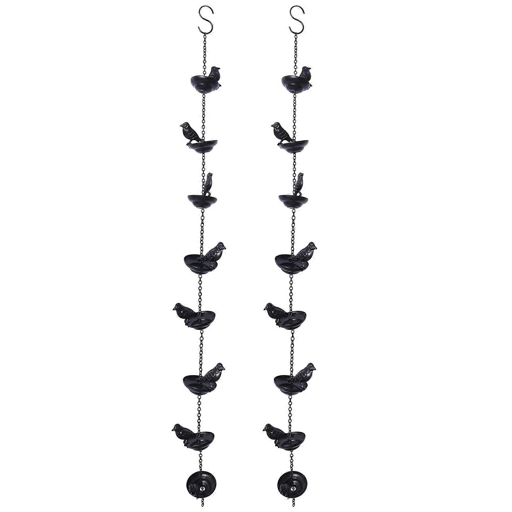 2X Mobile Birds on Cups Rain Chain for Outside, Rain Chains for Gutters Downspouts Rain Chain for Home,9x7x80cm