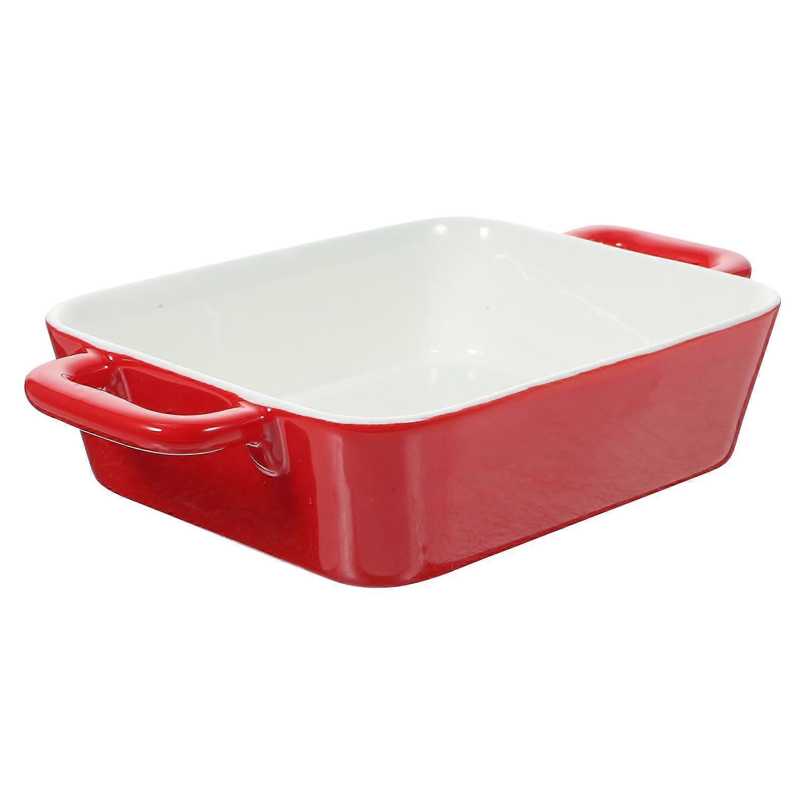 Ceramic Baking Dish with Handles Oven Safe Rectangular Casserole for Lasagna Easy Clean Surface