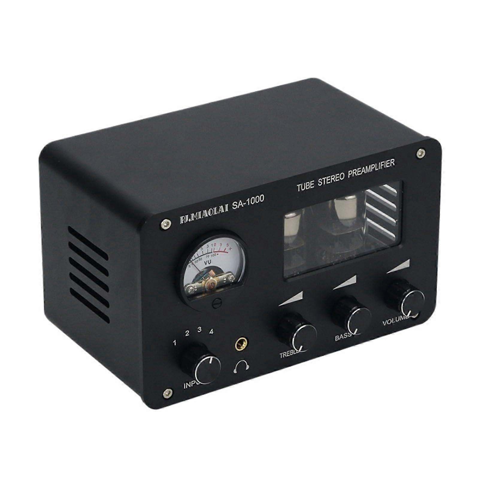 Tube Preamplifier HiFi Stereo Preamp with 4 Inputs 2 Outputs Warm Sound for Home Audio Black