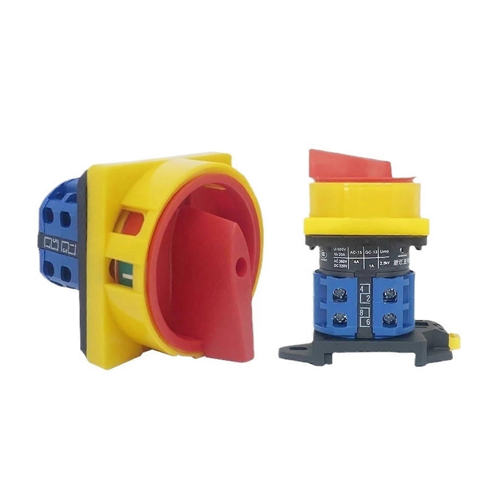 LW26GS-20A 25A Rail Mounted Disconnect Isolator Padlock Rotary Cam Switch 48x48mm 64x64mm OFF-ON Control 20A