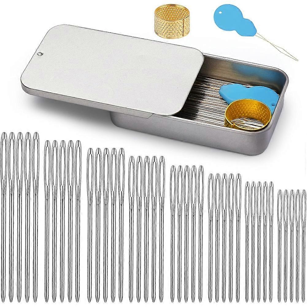40 Pcs Large-Eye Blunt Needles,Tapestry Needle-with Threader Thimble