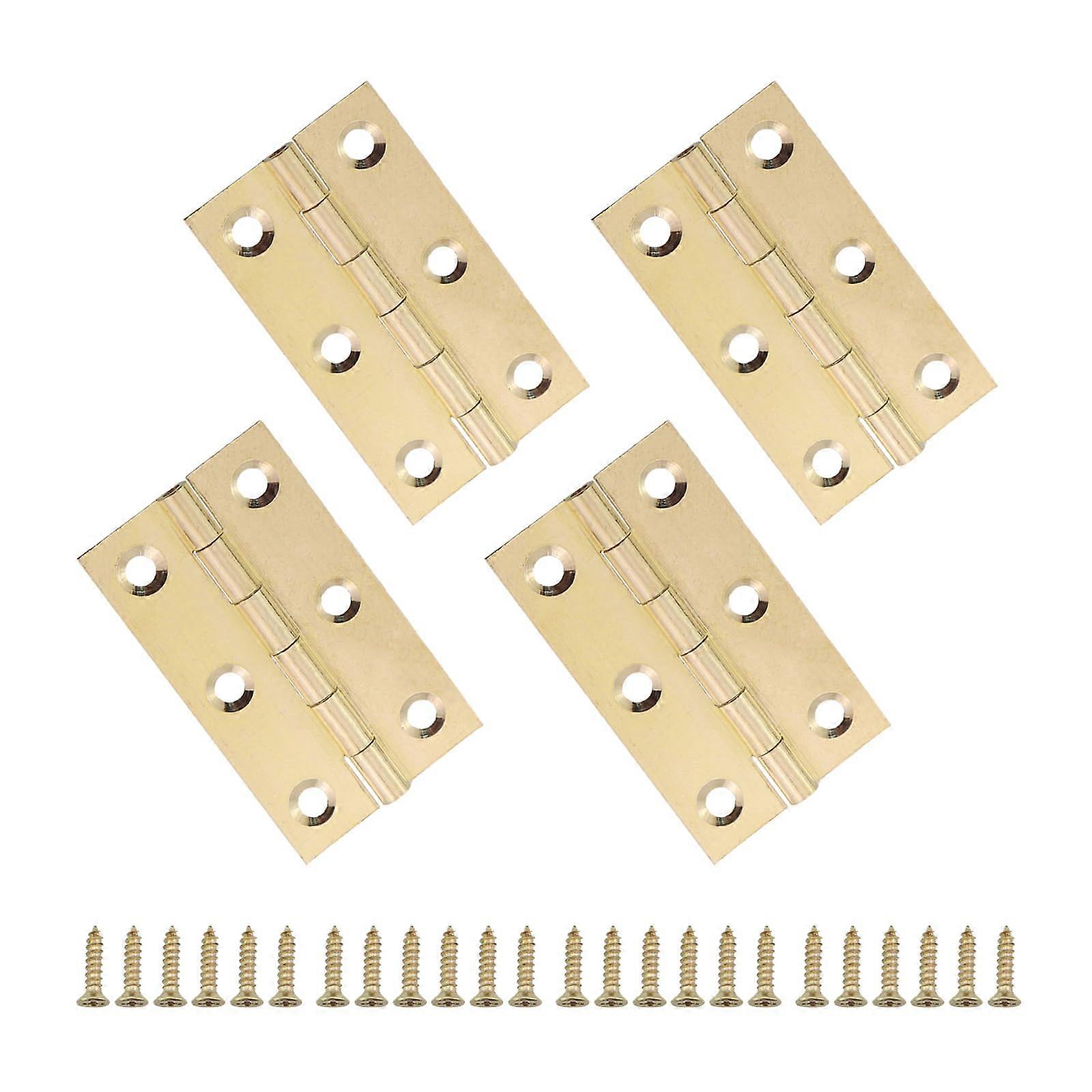 4PCS 2 Inch Solid Brass Butt Hinges H Type for Cabinet Doors and Wooden Boxes with Screws