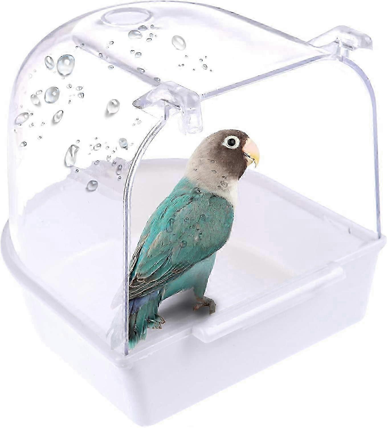 Removable plastic parrot bath plug-in cleaning tub (white) 1 piece