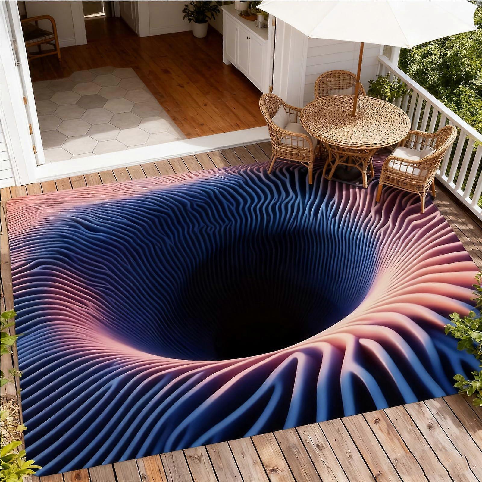 3D Optical Illusion Rug with Realistic 3D Hole, AntiSlip Base, 31.5x47.2in Rectangular