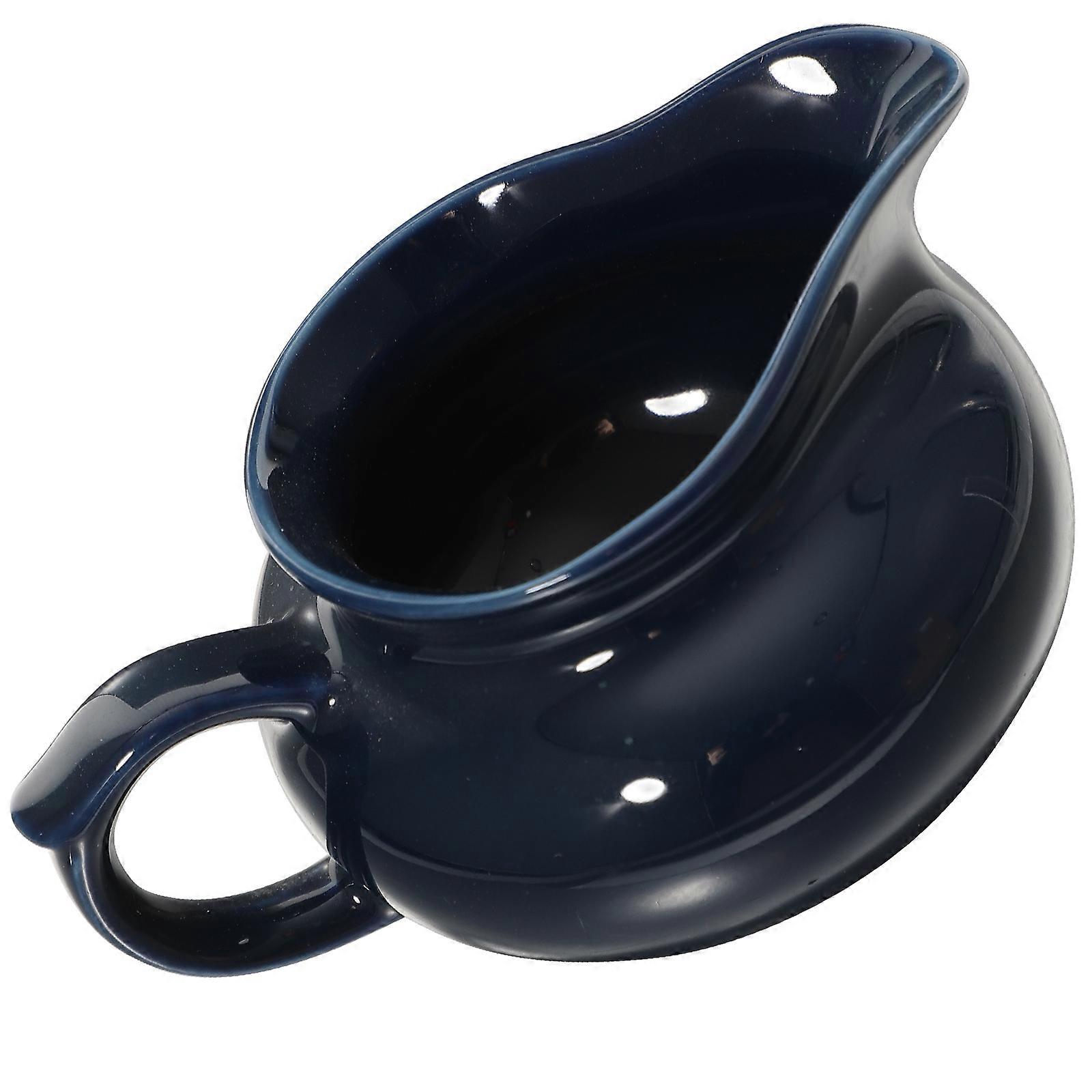 Individual Serving Ceramic Sauce Boat Multi-Function Gravy Container Pointed Spout Blue 12.00X12.00X6.00CM 1Pcs