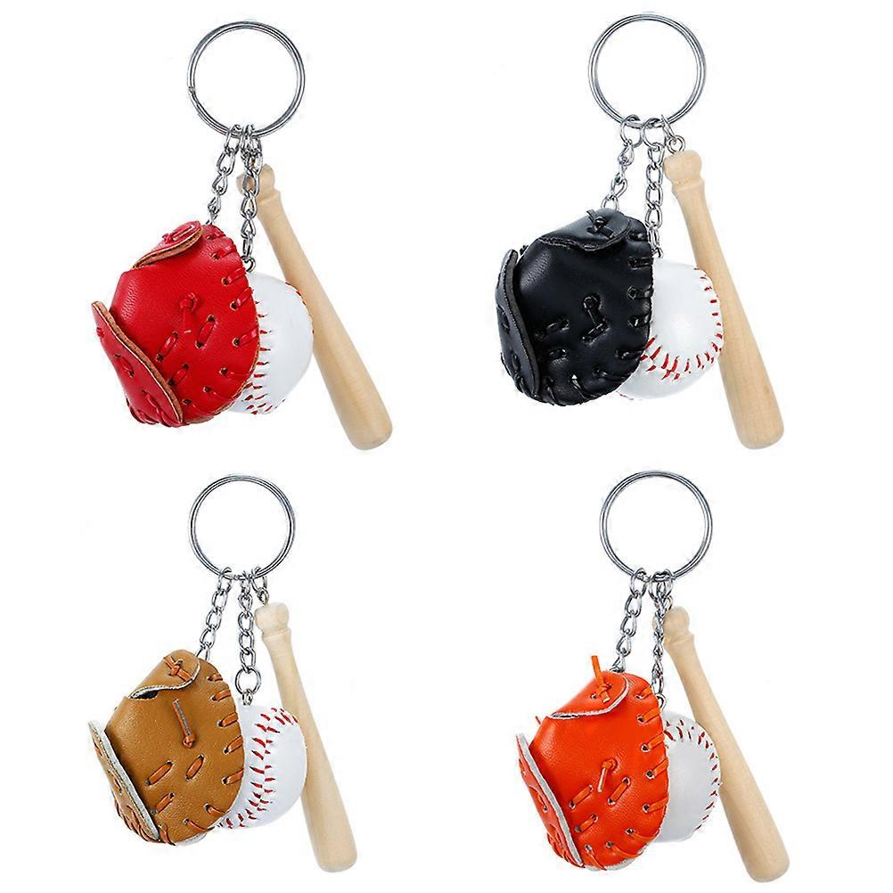 Creative Baseball Key Ring Keychain Buckle for Key Decor 4Pcs Set
